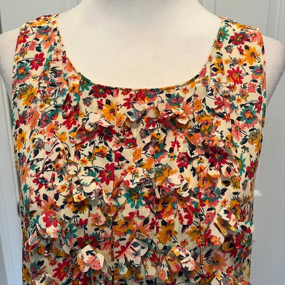 S+B two layer multi color sleeveless floral print dress, size 6 - Picture 4 of 6